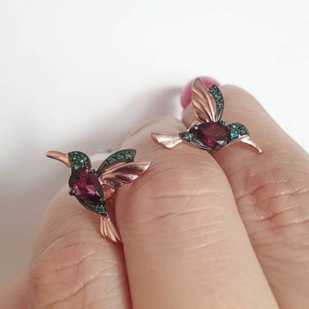 Multi Color Hummingbird Thread Earrings - Picture 2 of 3
